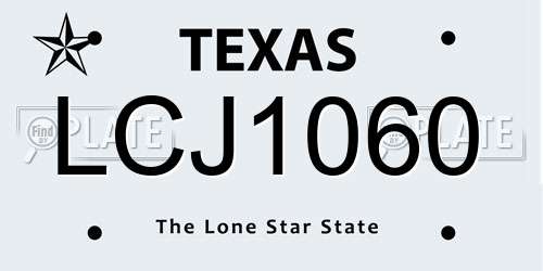 LCJ1060 Texas License Plate