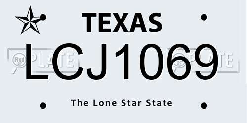 LCJ1069 Texas License Plate