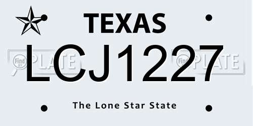 LCJ1227 Texas License Plate