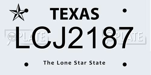 LCJ2187 Texas License Plate