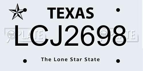 LCJ2698 Texas License Plate