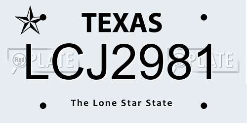 LCJ2981 Texas License Plate