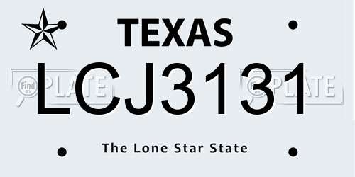 LCJ3131 Texas License Plate