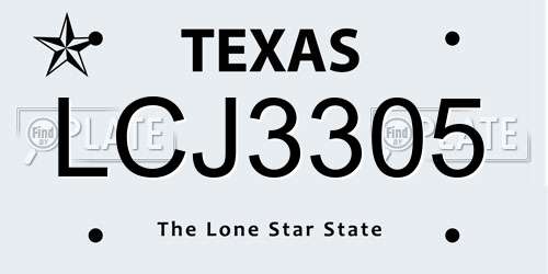 LCJ3305 Texas License Plate