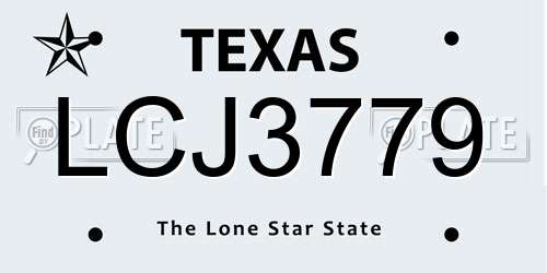 LCJ3779 Texas License Plate