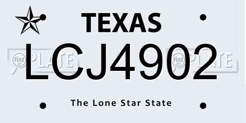 LCJ4902 Texas License Plate
