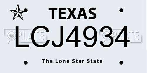 LCJ4934 Texas License Plate
