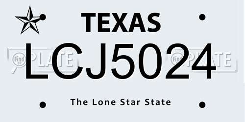 LCJ5024 Texas License Plate