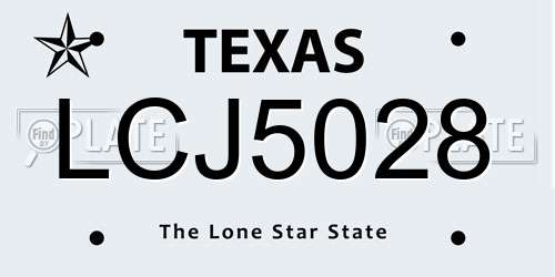 LCJ5028 Texas License Plate