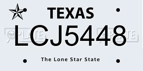 LCJ5448 Texas License Plate