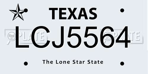 LCJ5564 Texas License Plate