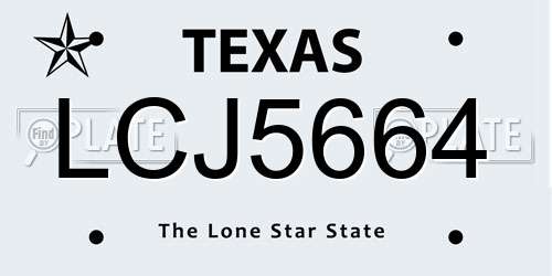 LCJ5664 Texas License Plate