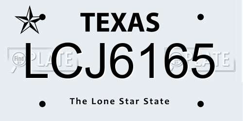 LCJ6165 Texas License Plate