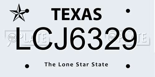LCJ6329 Texas License Plate