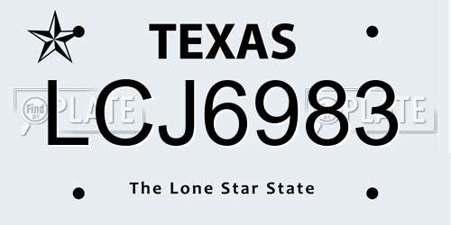 LCJ6983 Texas License Plate