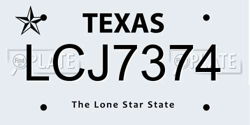 LCJ7374 Texas License Plate