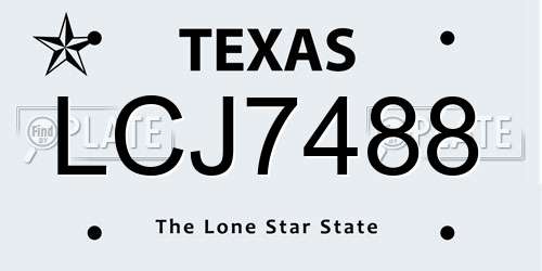 LCJ7488 Texas License Plate