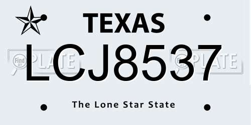 LCJ8537 Texas License Plate