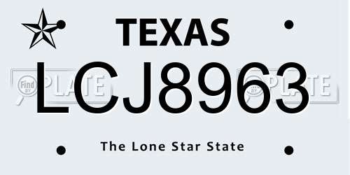 LCJ8963 Texas License Plate