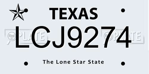 LCJ9274 Texas License Plate