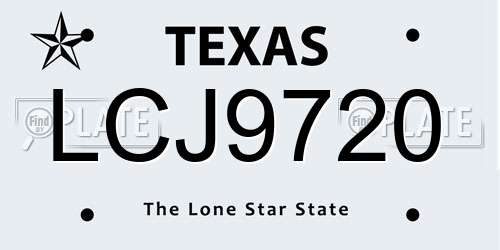 LCJ9720 Texas License Plate