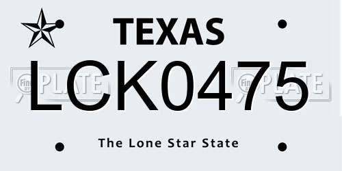 LCK0475 Texas License Plate