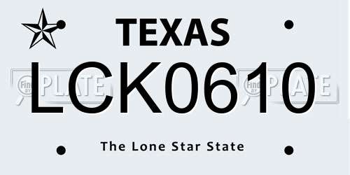 LCK0610 Texas License Plate