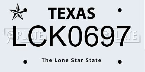 LCK0697 Texas License Plate
