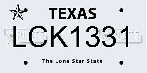 LCK1331 Texas License Plate
