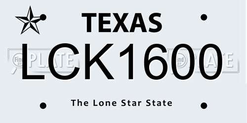 LCK1600 Texas License Plate