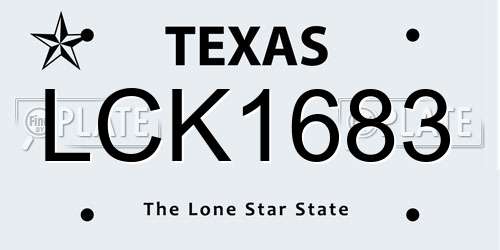 LCK1683 Texas License Plate