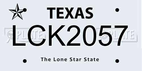 LCK2057 Texas License Plate
