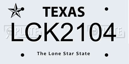 LCK2104 Texas License Plate