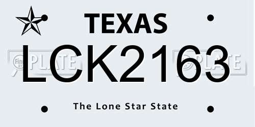 LCK2163 Texas License Plate