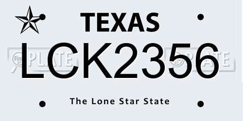 LCK2356 Texas License Plate