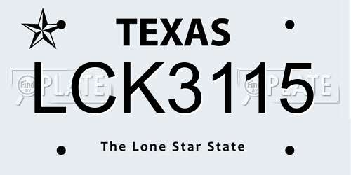 LCK3115 Texas License Plate