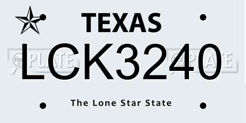 LCK3240 Texas License Plate