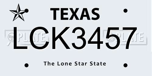 LCK3457 Texas License Plate