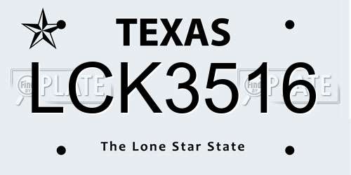 LCK3516 Texas License Plate