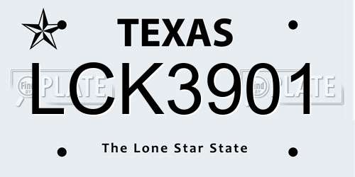 LCK3901 Texas License Plate