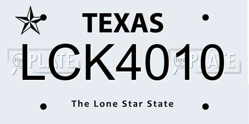 LCK4010 Texas License Plate
