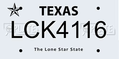 LCK4116 Texas License Plate