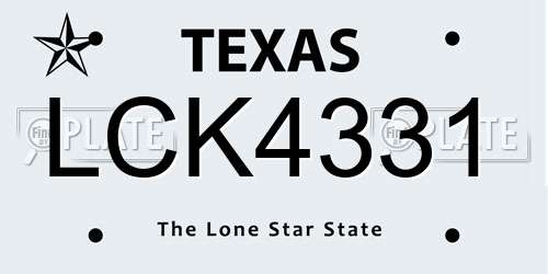 LCK4331 Texas License Plate