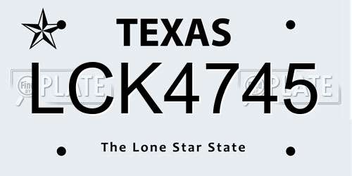 LCK4745 Texas License Plate