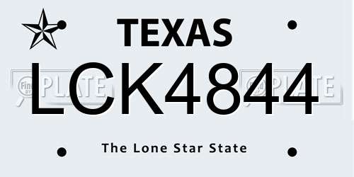 LCK4844 Texas License Plate