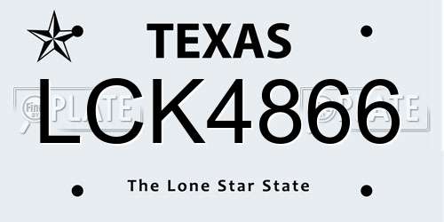 LCK4866 Texas License Plate