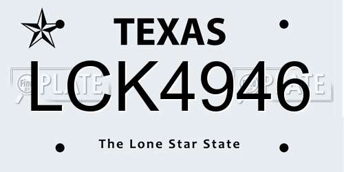 LCK4946 Texas License Plate
