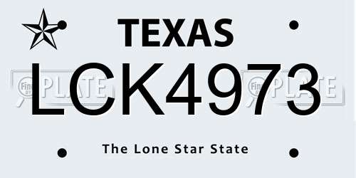 LCK4973 Texas License Plate