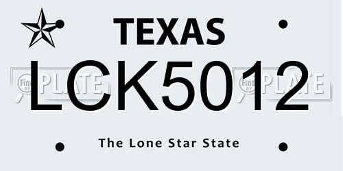 LCK5012 Texas License Plate