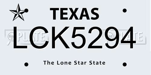 LCK5294 Texas License Plate